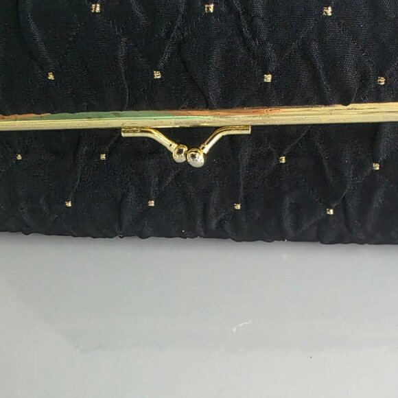 Oscar De La Renta Black with Gold beads Clutch Bag with Mirror LIKE NEW! - Picture 8 of 10